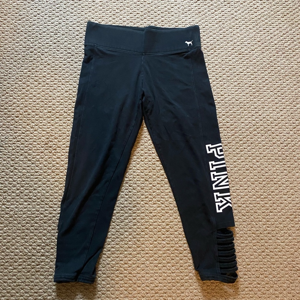 black victoria secret pink capris with cut outs